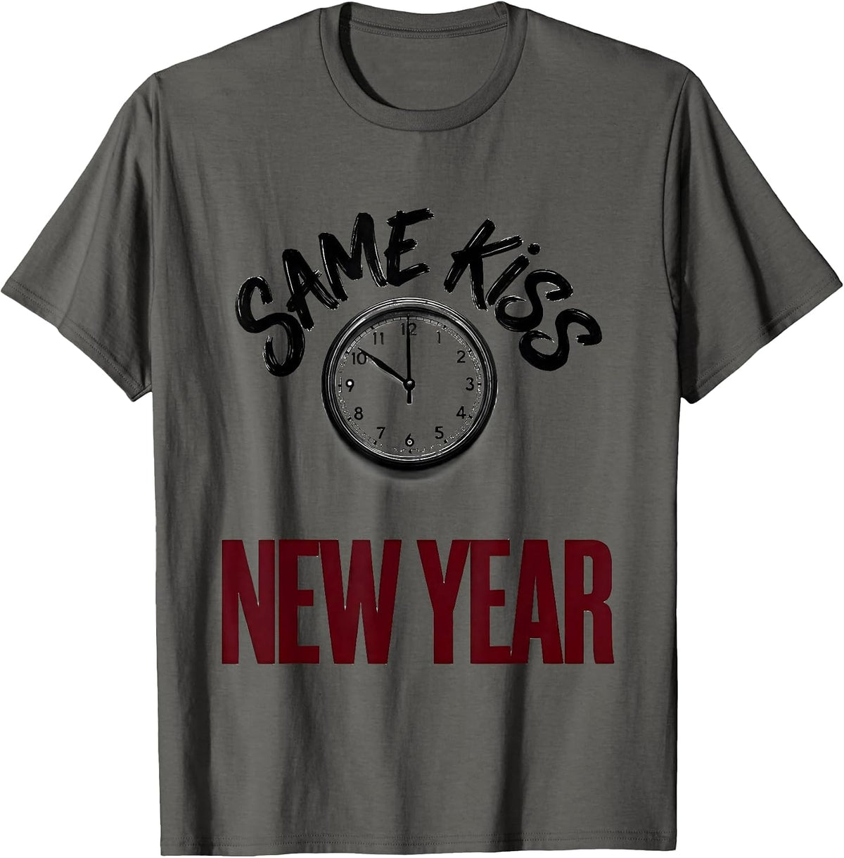 Same Kiss New Year Funny Matching Couple New Years Eve T-Shirt - Asphalt Grey