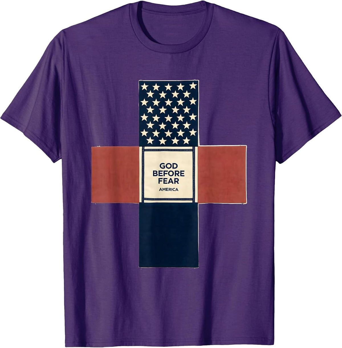 God Before Fear America Patriotic Christian Faith Over Fear T-Shirt - Purple