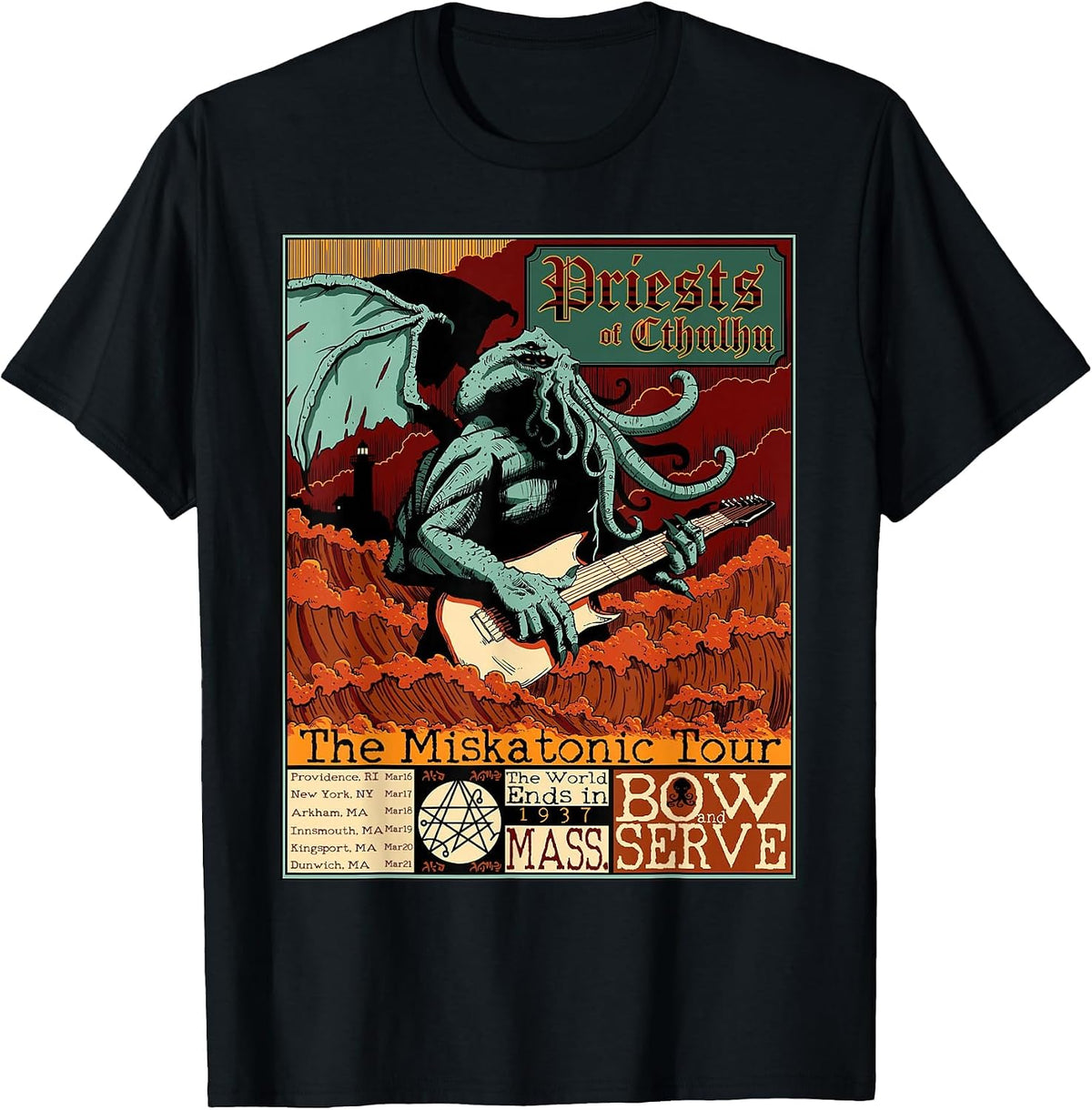 Miskatonic Cthulhu Great Rock Cosmic Horror Metal Concert T-Shirt - Black