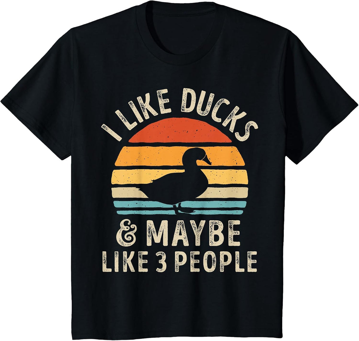 I Like Ducks and Maybe Like 3 People Duck Farm Farmer Retro T-Shirt - Black