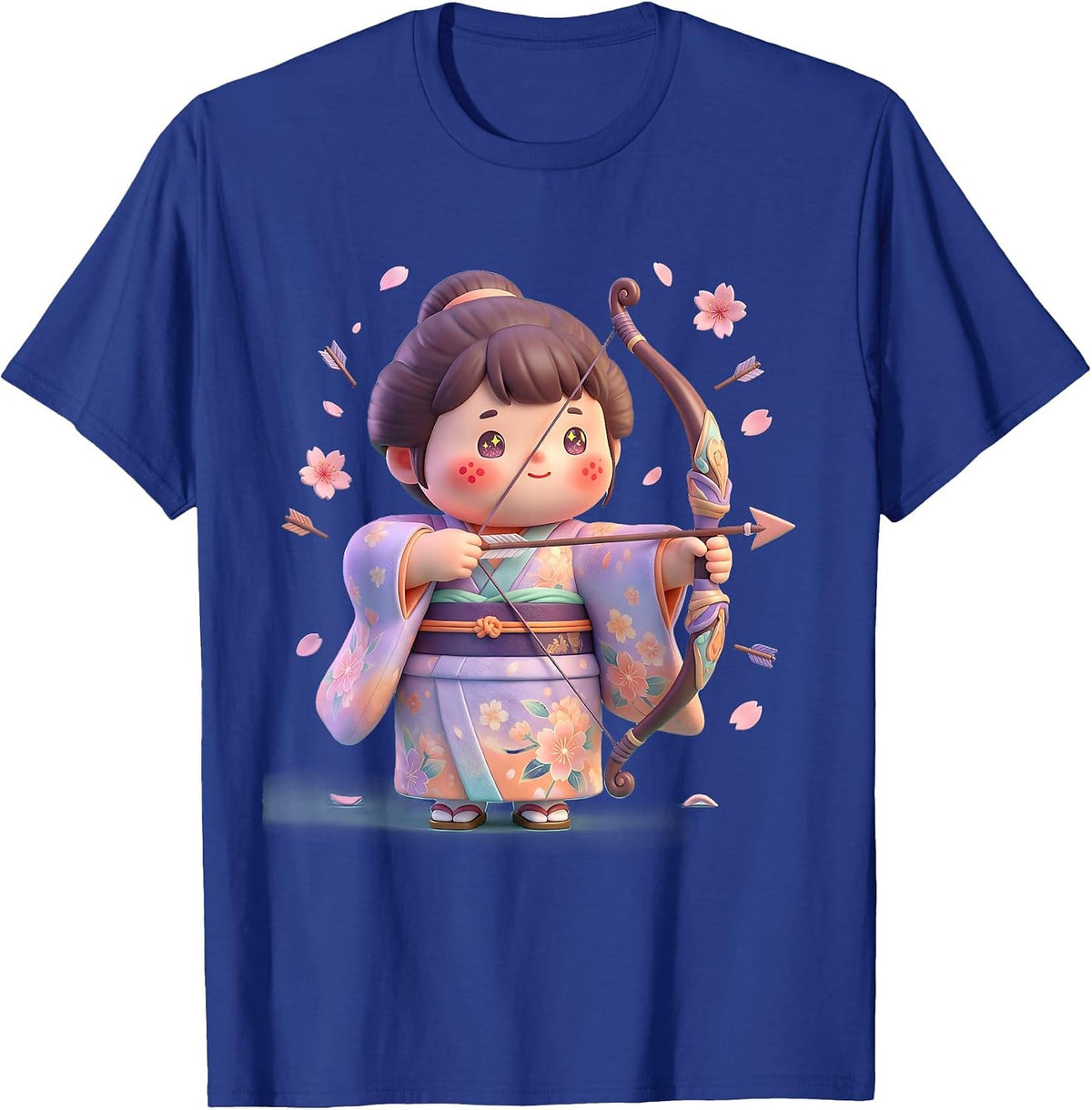 Traditional Japanese Archer Ceremonial Robes Design T-Shirt - Royal Blue