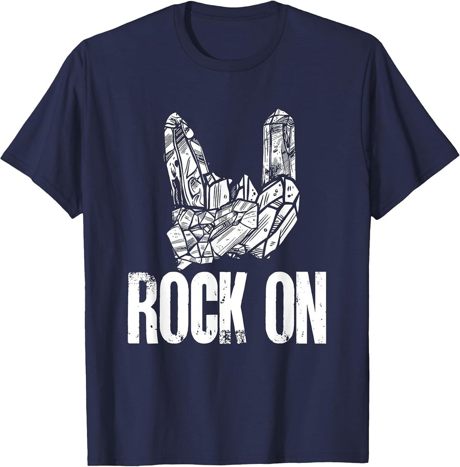 Rockhound Rock on Geology Rock Collecting T-Shirt - Navy Blue