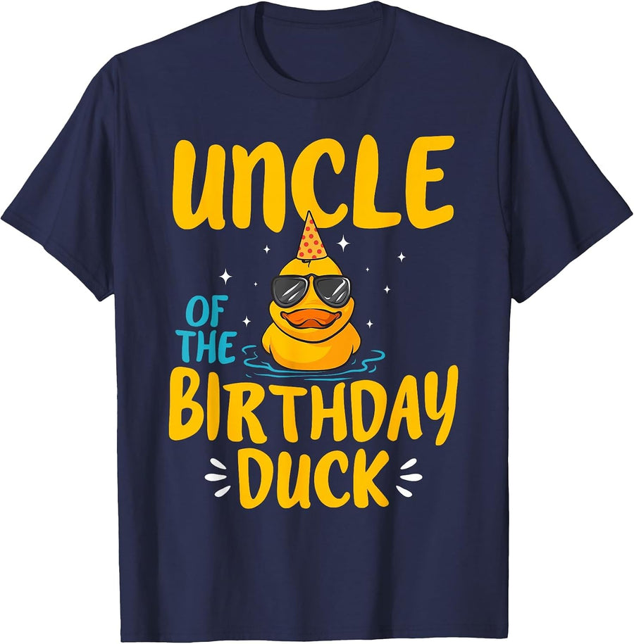 Rubber Duckies Uncle of The Birthday Duck Rubber Duck T-Shirt - Navy Blue