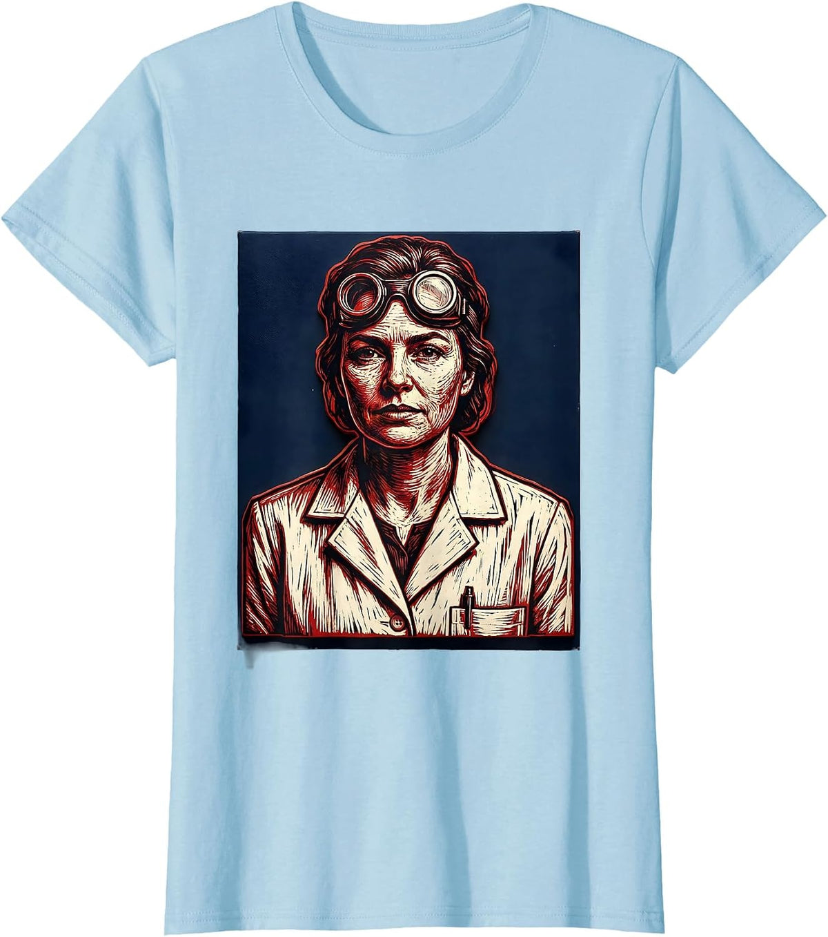 Labor Day Lab Coat Scientist Illustration T-Shirt, Women, Baby Blue, XX-Large - As Pictured