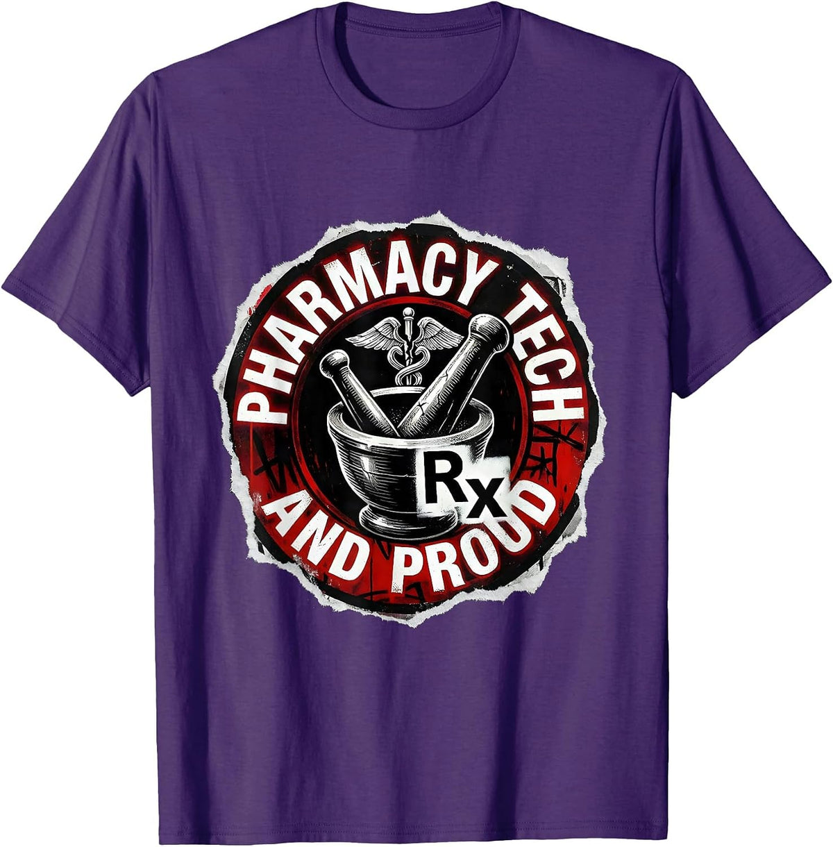 Pharmacy Tech and Proud Technician Design T-Shirt - Purple