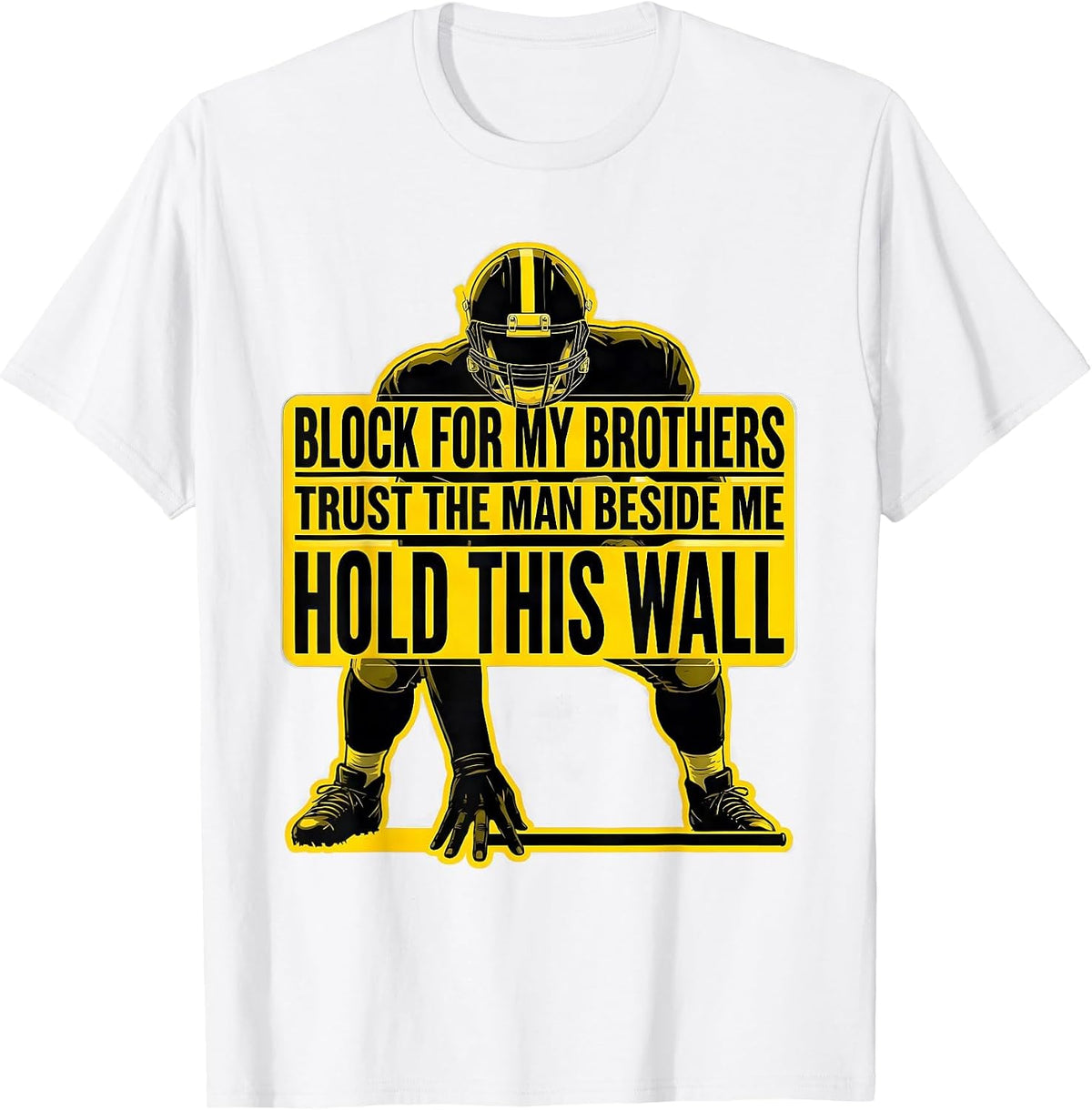 Men's Block For My Brothers Trust The Lineman Humor T-Shirt - White
