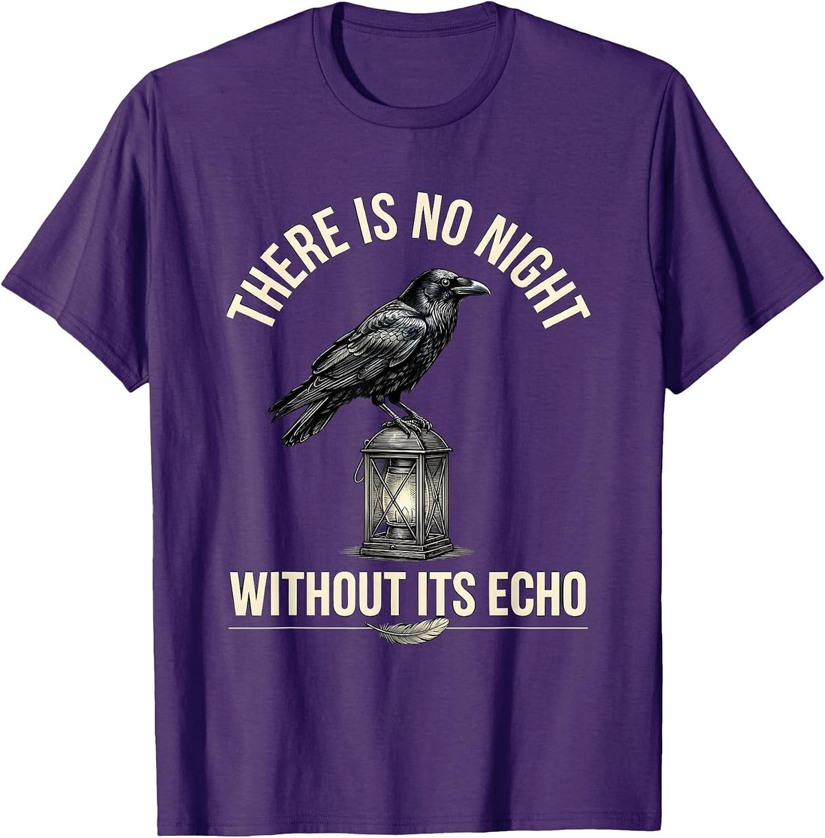 Men's There Is No Night Without Its Echo Gothic Literary Edgar T-Shirt - Purple