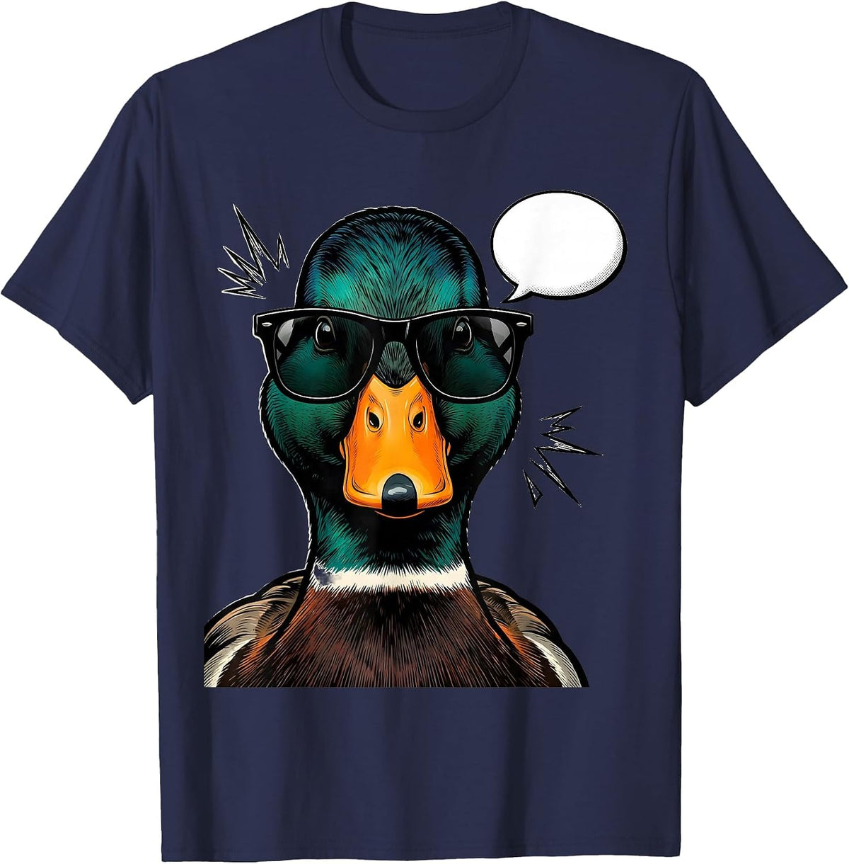 Duck Sunglasses Comic Book Novelty Gift T-Shirt - Navy Blue