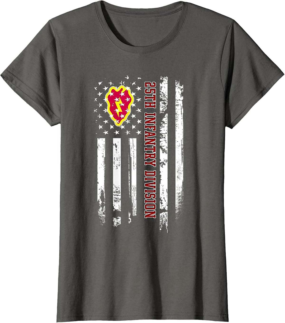 25th Infantry Division American Flag Military Veterans Day T-Shirt - Asphalt Grey