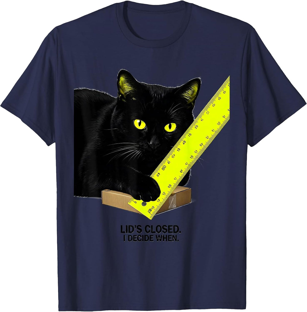 Lid's Closed I Decide When Funny Quantum Physics Cat Geek T-Shirt - Navy Blue