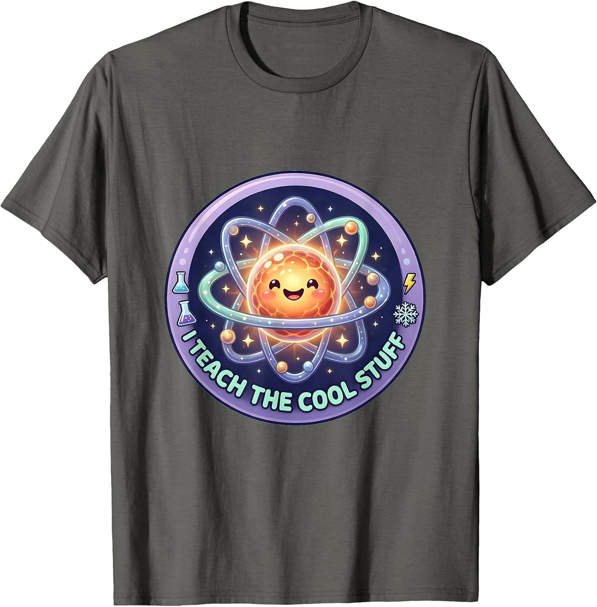 Men's I Teach The Cool Stuff Science Teacher Design T-Shirt - Asphalt Grey