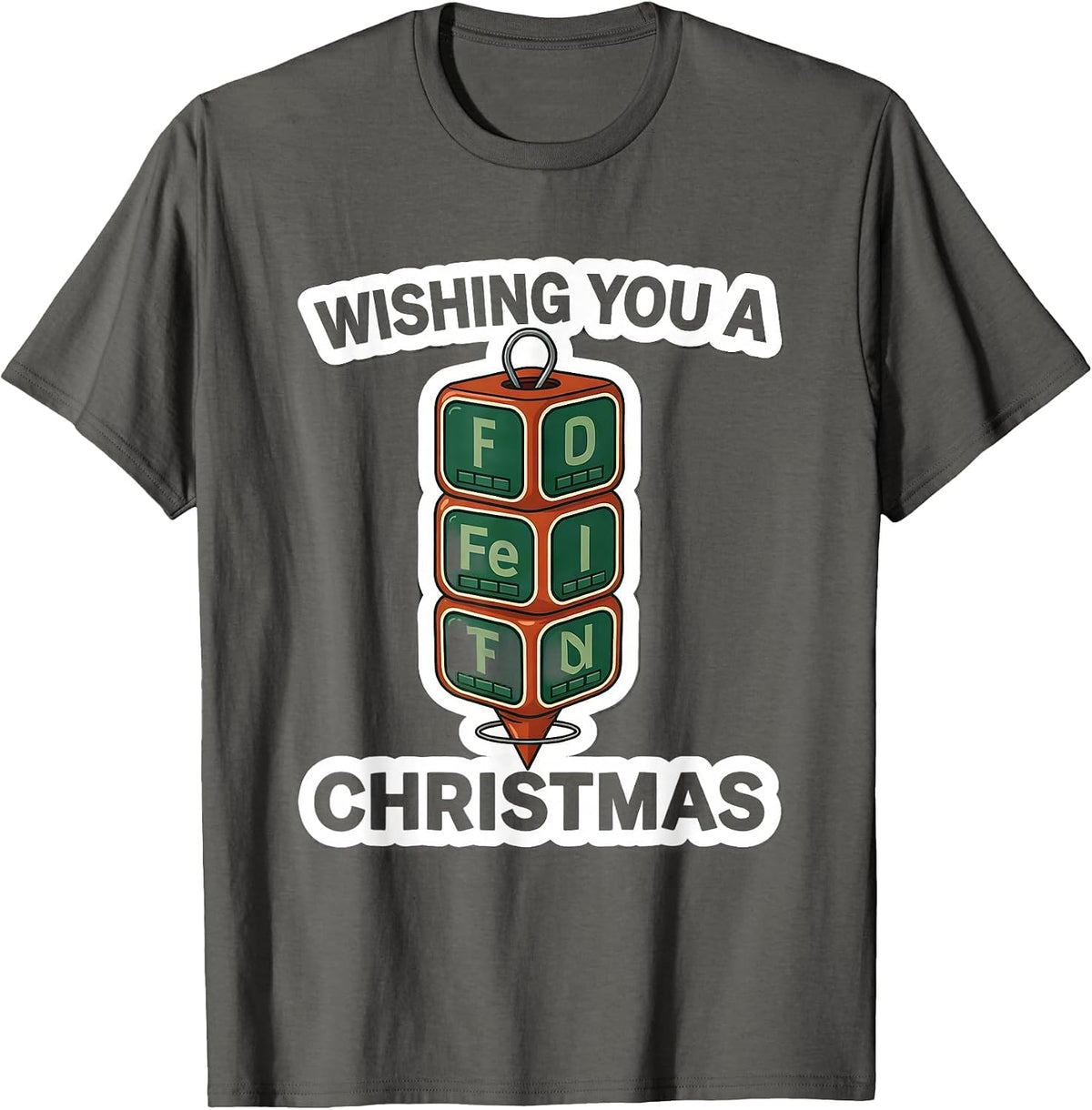 Men's Wishing You A Ferrous Christmas Funny Science Teacher Gift T-Shirt - Asphalt Grey
