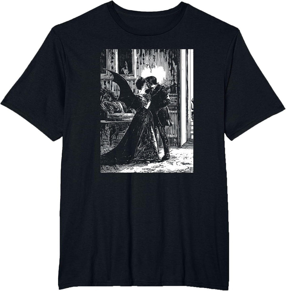 Vampire Kiss Romantic Gothic Gothic Grunge Old Aesthetics T-Shirt - Black