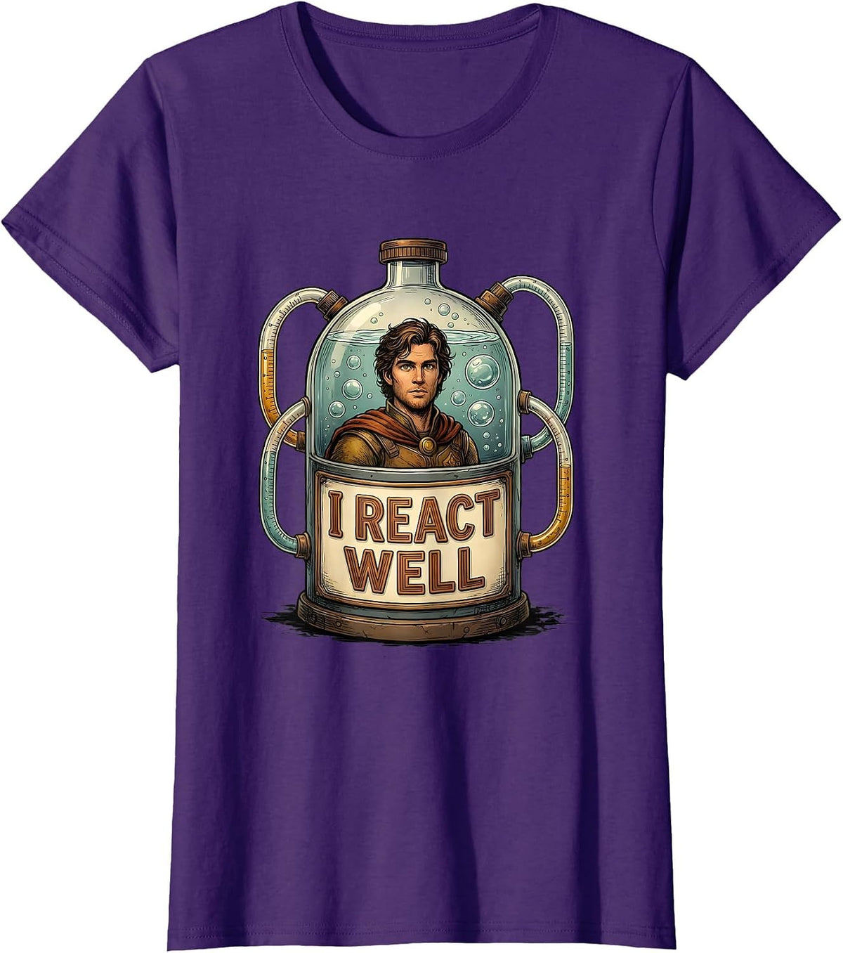Women's I React Well Funny Chemistry Pun Science Teacher Gift T-Shirt - Purple