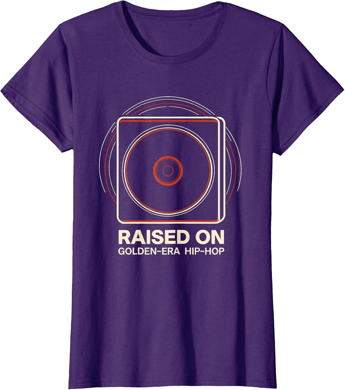 Women's Raised On Golden-Era Hip-Hop Vintage 90s Rap Lyric Nostalgia T-Shirt - Purple