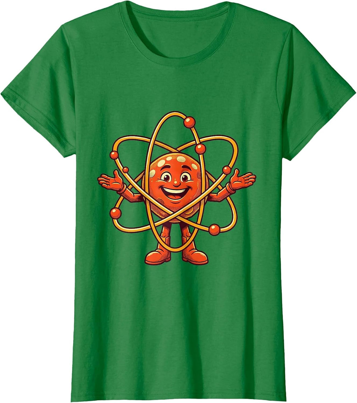 Women's Science Teacher Atom Model Glowing Nucleus Graphic T-Shirt - Kelly Green