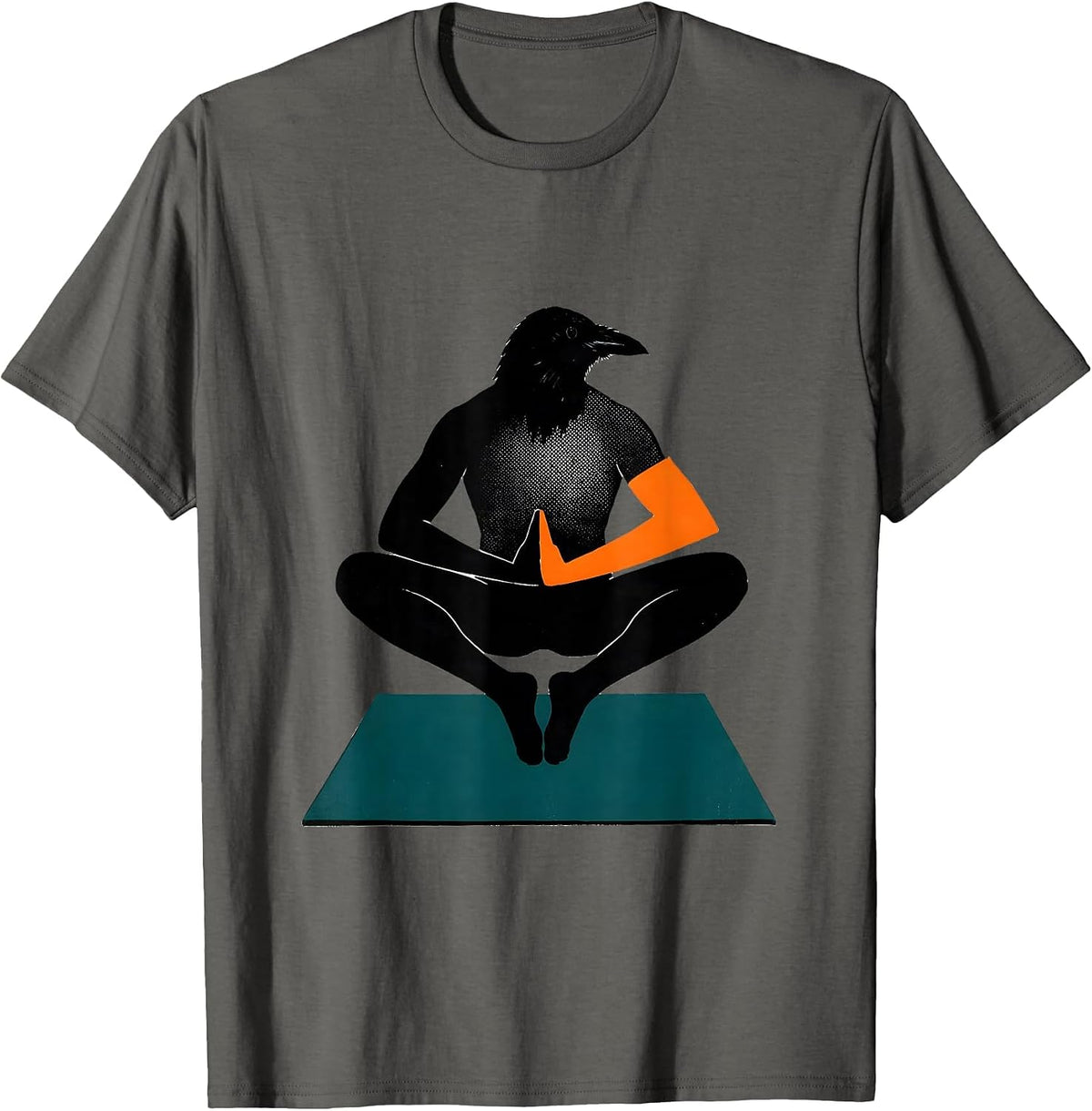 Men's Crow Yoga Pose Spiritual Meditation Humor T-Shirt - Asphalt Grey