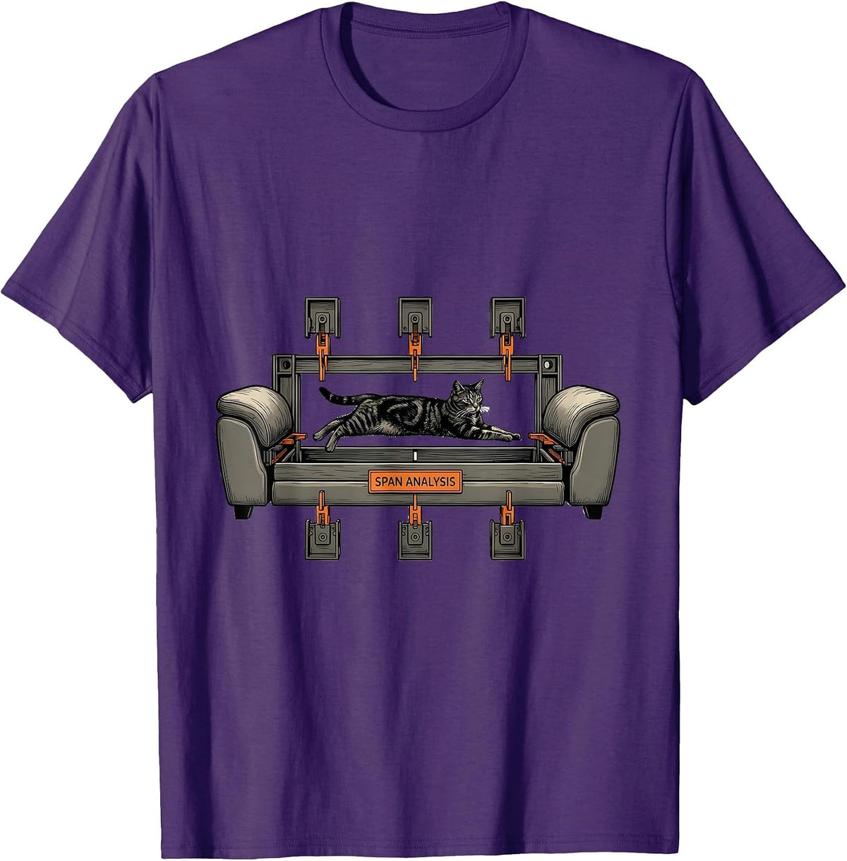 Men's Span Analysis Funny Cat Physics Humor Design Cat Science T-Shirt - Purple