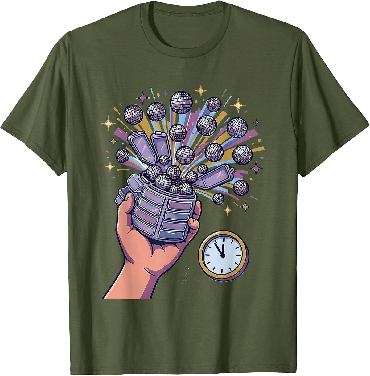 Pill Organizer Party Popper Nurse Crew New Year Eve Party T-Shirt - Olive Green