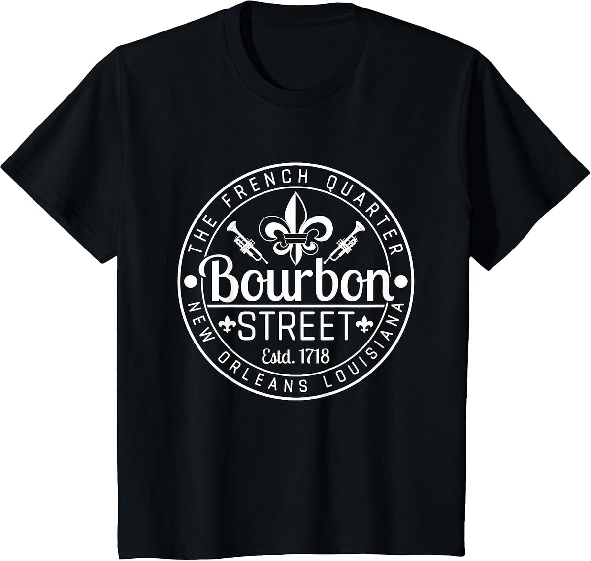 Bourbon Street French Quarter New Orleans Louisiana Est 1718 T-Shirt - Black