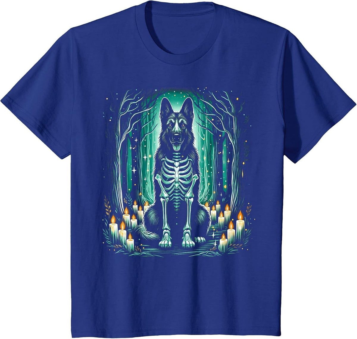 Cool German Shepherd Skeleton Halloween Dog Mom Dad T-Shirt - Royal Blue