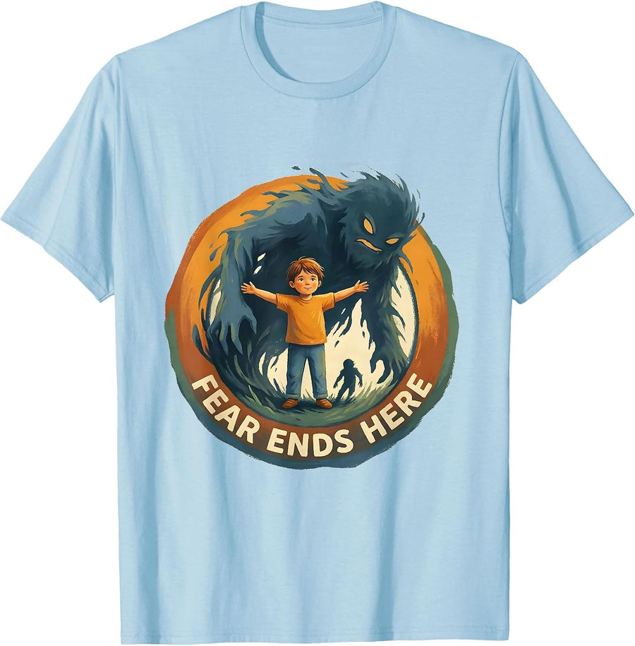 Men's Faith Over Fear Ends Here Inspirational Design T-Shirt - Baby Blue