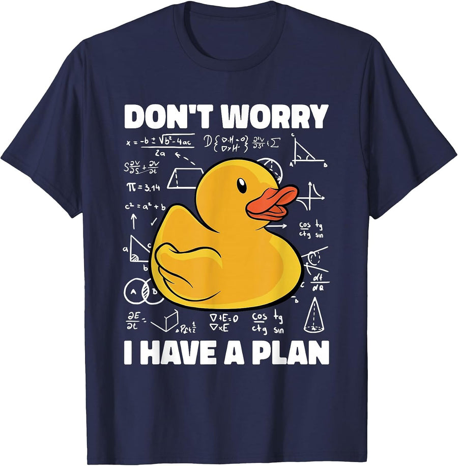 Rubber Duck Don't Worry I Have A Plan Funny Kids School T-Shirt - Navy Blue