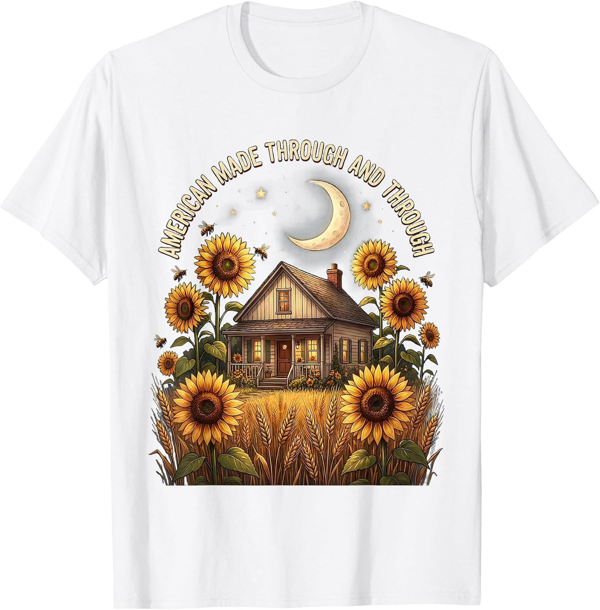 Men's American Made Through and Through Patriotic Design T-Shirt - White