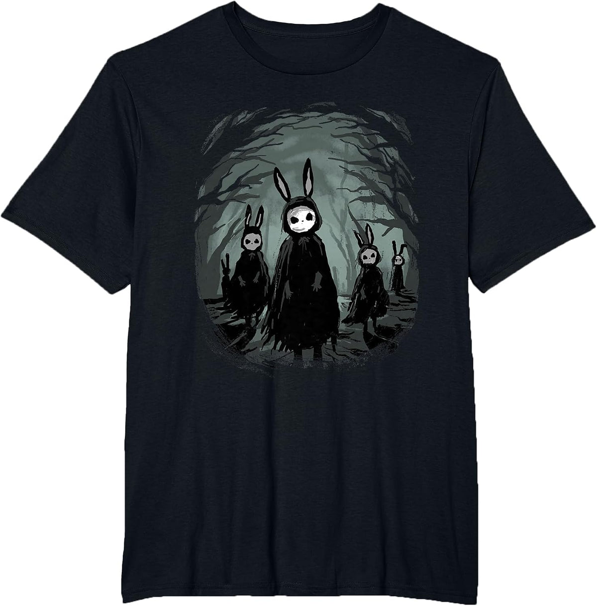 Gothic Shirt Creepy Bunny Goth Rabbit Evil Bunnies Weirdcore T-Shirt - Black