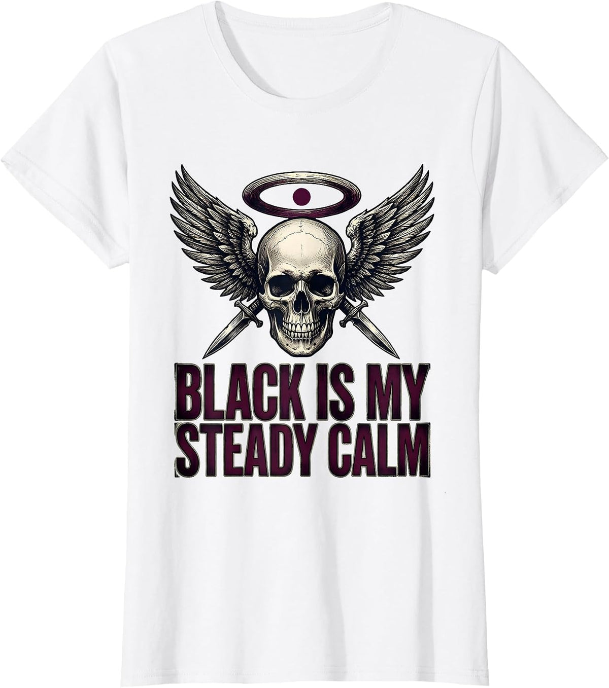 Black Is My Steady Calm Vintage Gothic Alt Streetwear T-Shirt - White