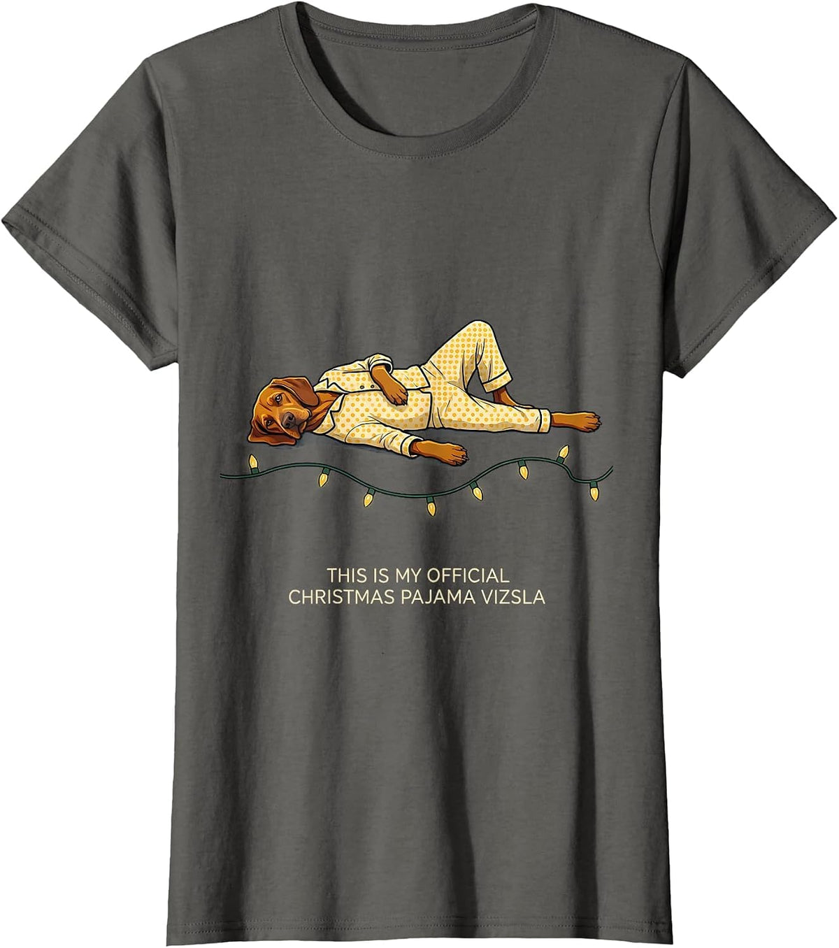 Women's This Is My Official Christmas Pajama Vizsla Dog Lover T-Shirt - Asphalt Grey