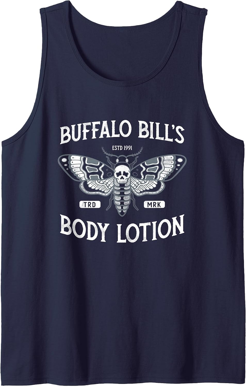 Goth Body Lotion - Deaths Head Moth - Horror Tank Top - Navy Blue