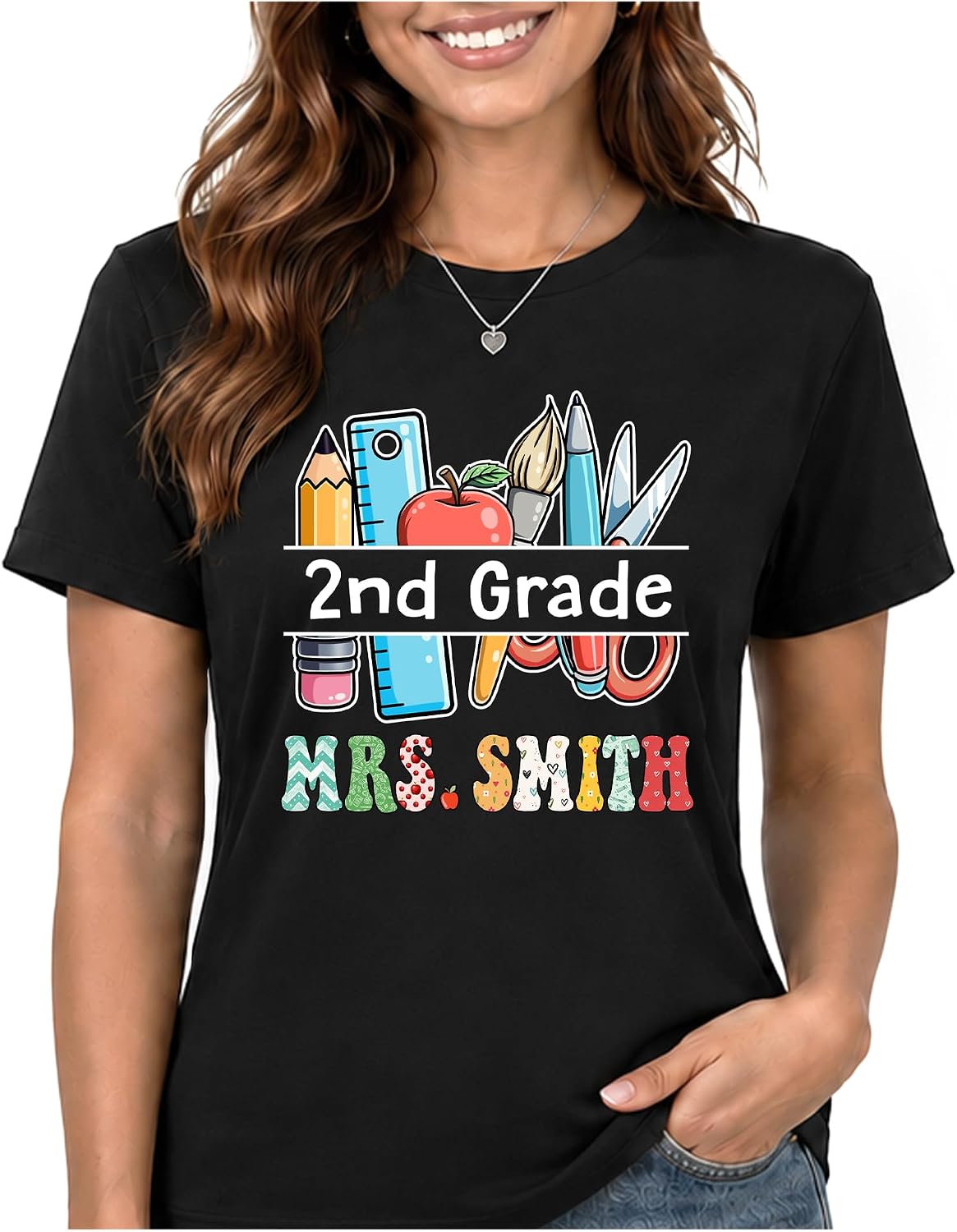 Personalized Back to School Tshirt for Second Grade Teacher, Custom 2nd Grade Teacher T-Shirt Gifts NQ66195112ND -