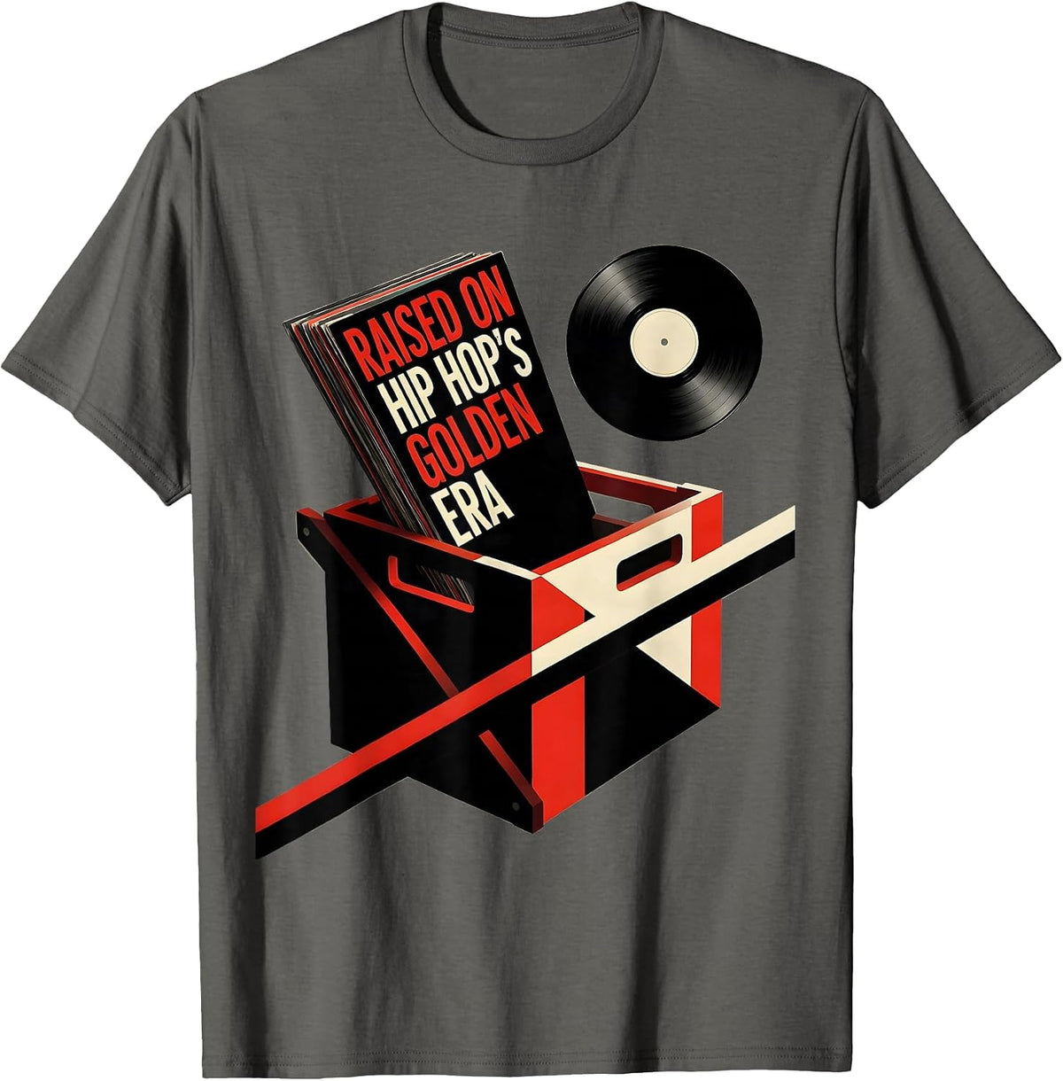 Raised On Hip Hop's Golden Era Vintage Rap Nostalgia T-Shirt - Asphalt Grey