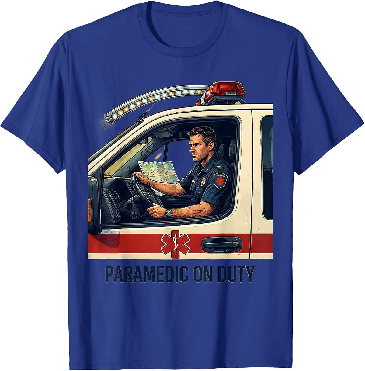 Men's Paramedic On Duty Funny EMS Gift Paramedic EMT Crew T-Shirt - Royal Blue