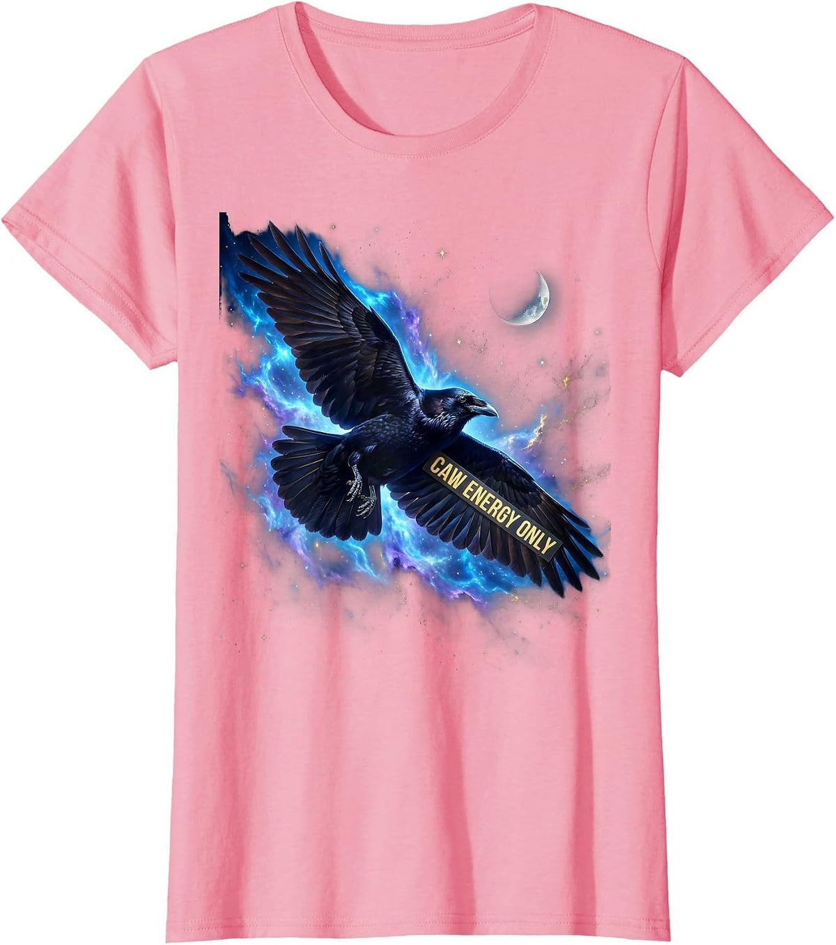 Women's Caw Energy Only Crow Lover Graphic Design T-Shirt - Pink