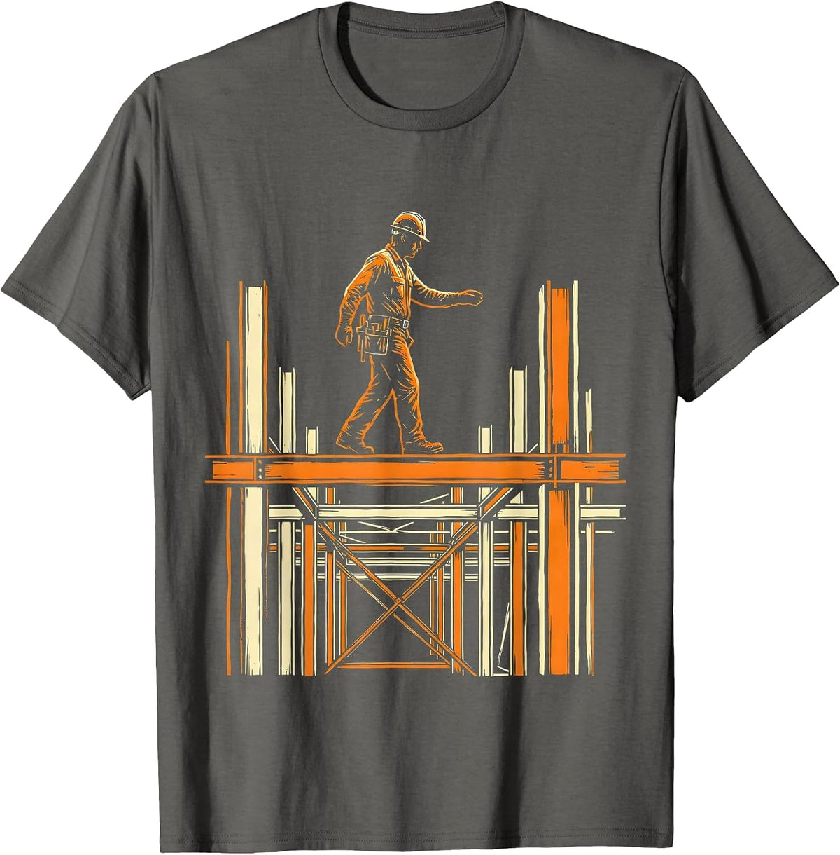 Ironworker Walking Beam High-Rise Skeleton T-Shirt - Asphalt Grey