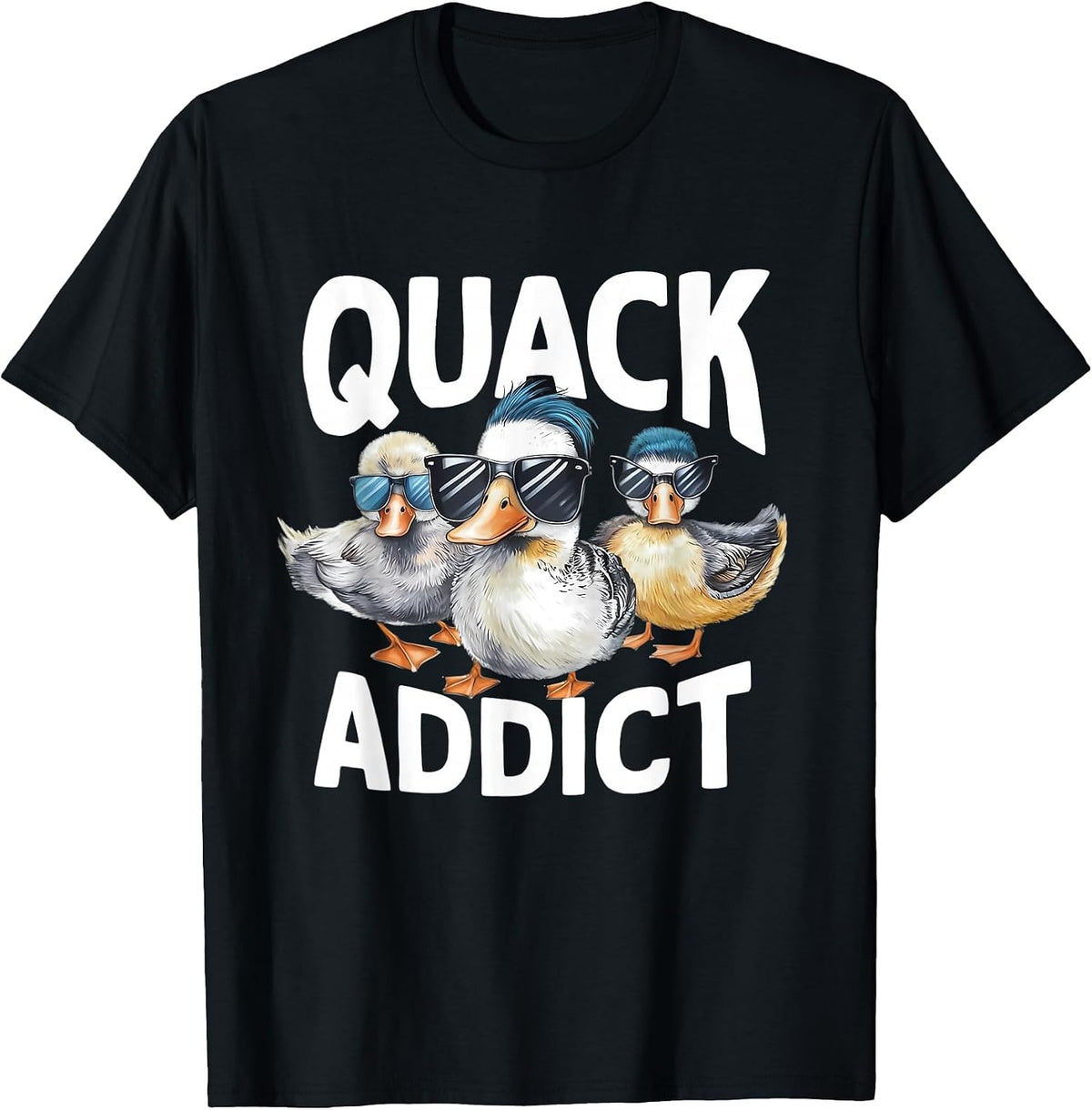 Quack Addict Funny Mallard Duck Lover T-Shirt - Black