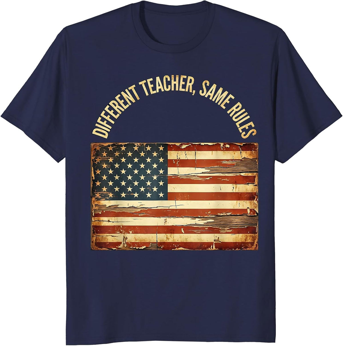 Different Teacher Same Rules Substitute Design T-Shirt - Navy Blue