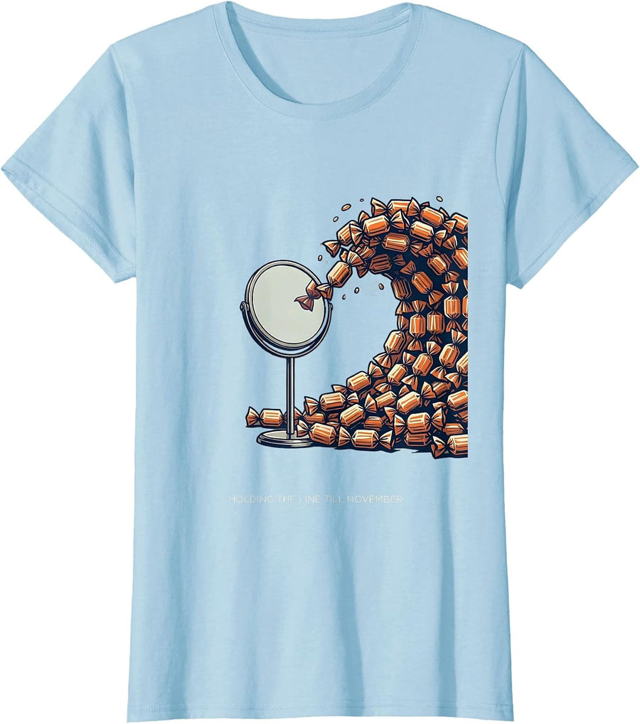 Women's Holding The Line Till November Funny Dental Hygienist T-Shirt - Baby Blue