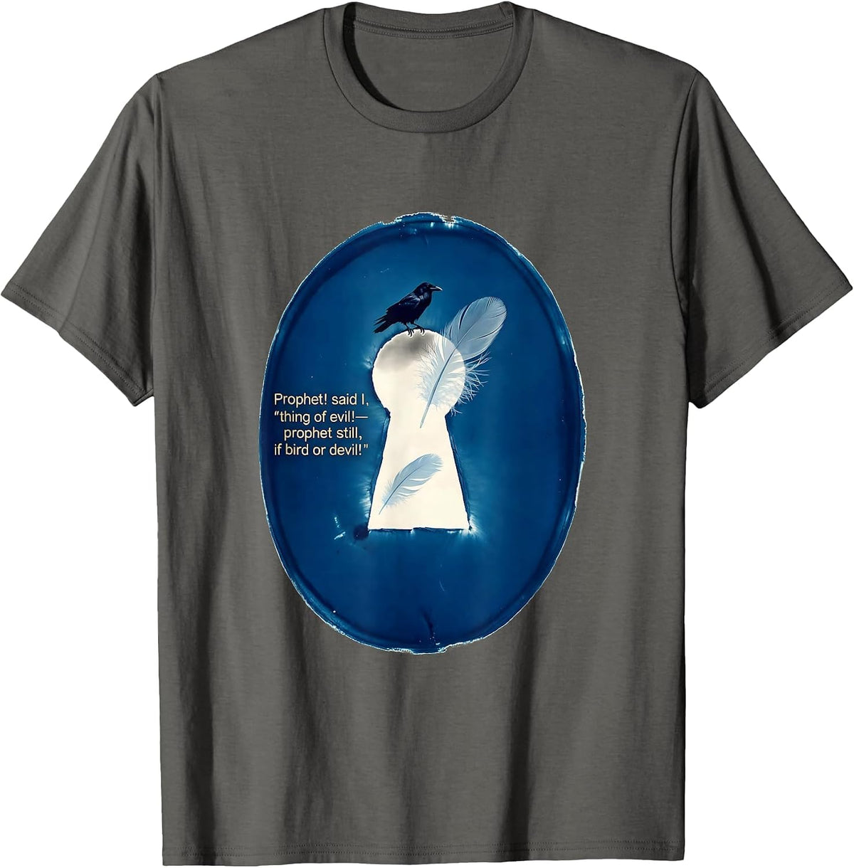 Men's Prophet Thing of Evil Raven Edgar Allan Poe Gothic T-Shirt - Asphalt Grey