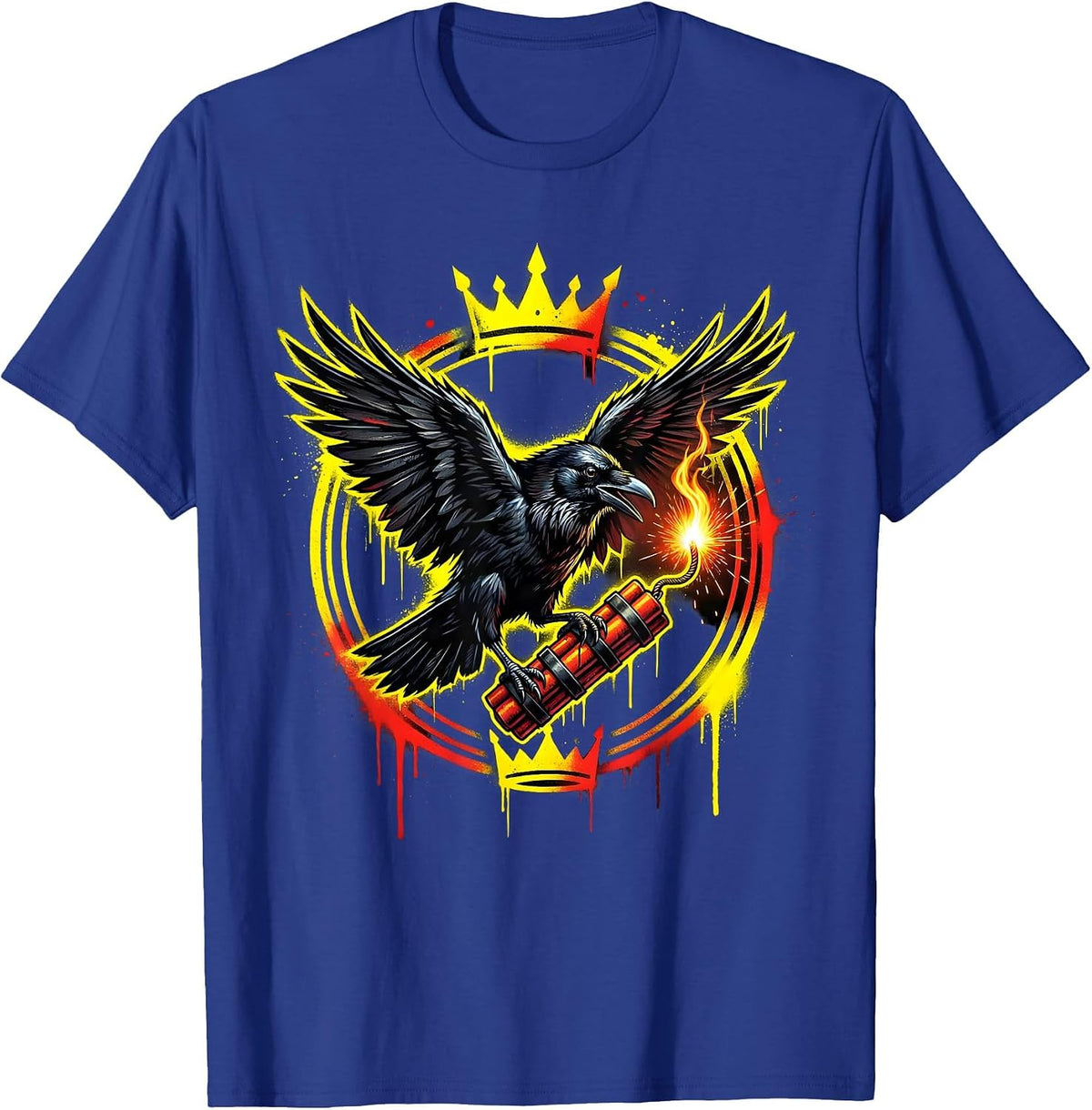 Men's Fawk Off Crow Dynamite Illustration T-Shirt - Royal Blue