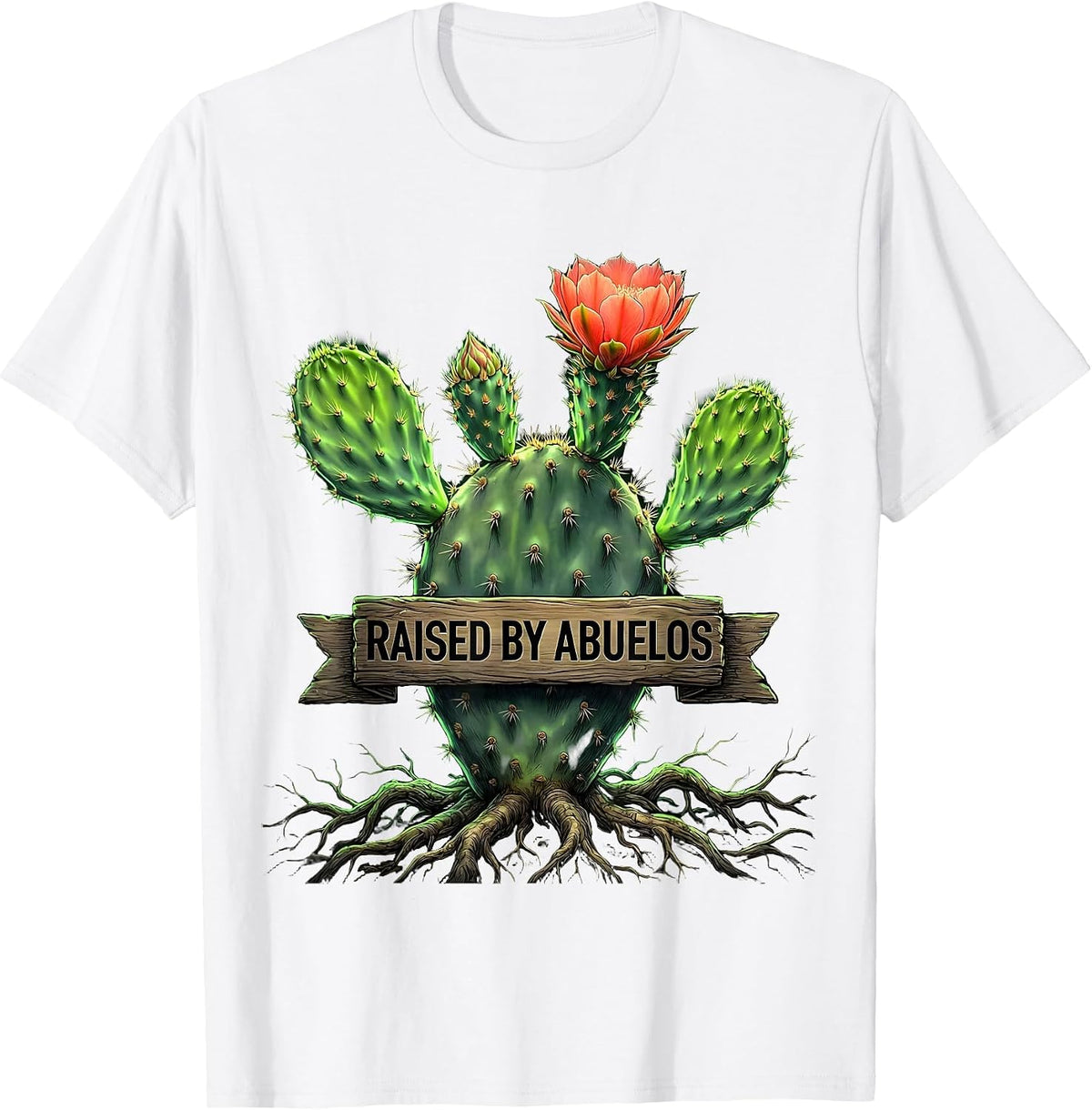 Raised by Abuelos Mexican Heritage Design T-Shirt - White