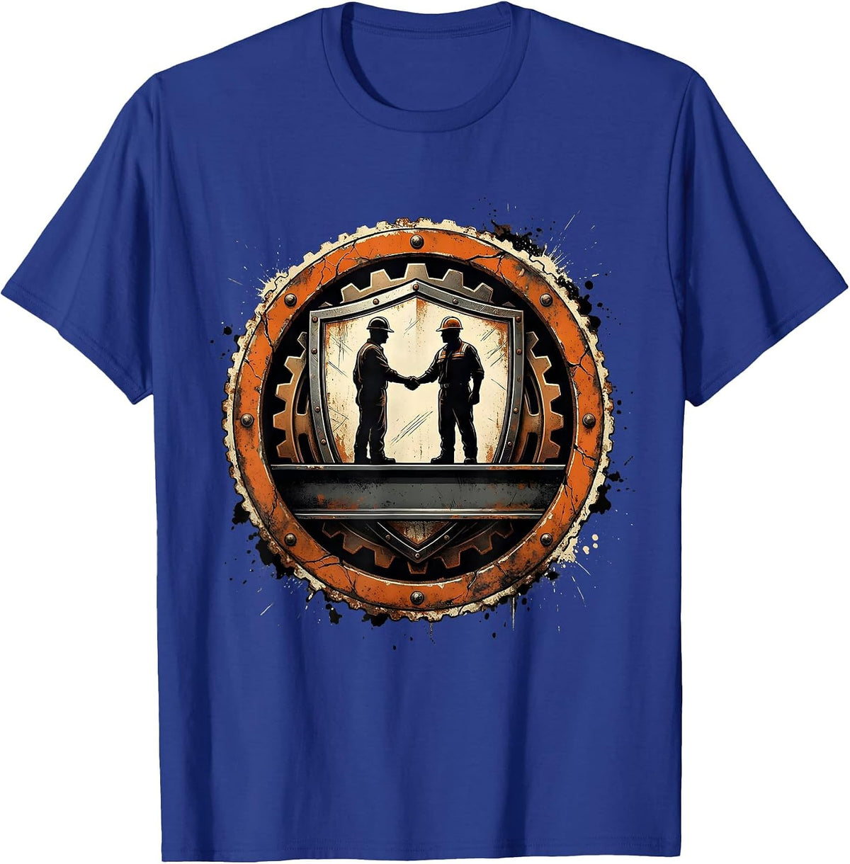 Labor Day Workers Handshake Steel Beam Graphic T-Shirt - Royal Blue