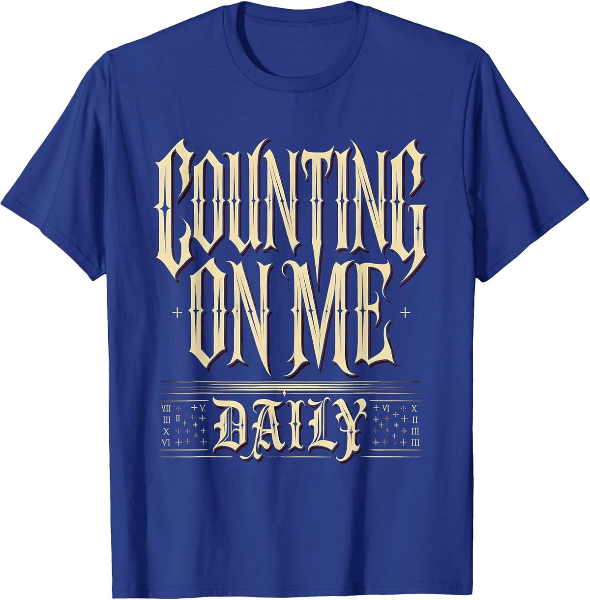 Counting on Me Daily Math Teacher Design T-Shirt - Royal Blue
