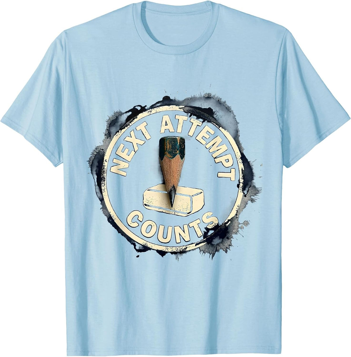 Men's Next Attempt Counts Growth Mindset Teacher Classroom T-Shirt - Baby Blue