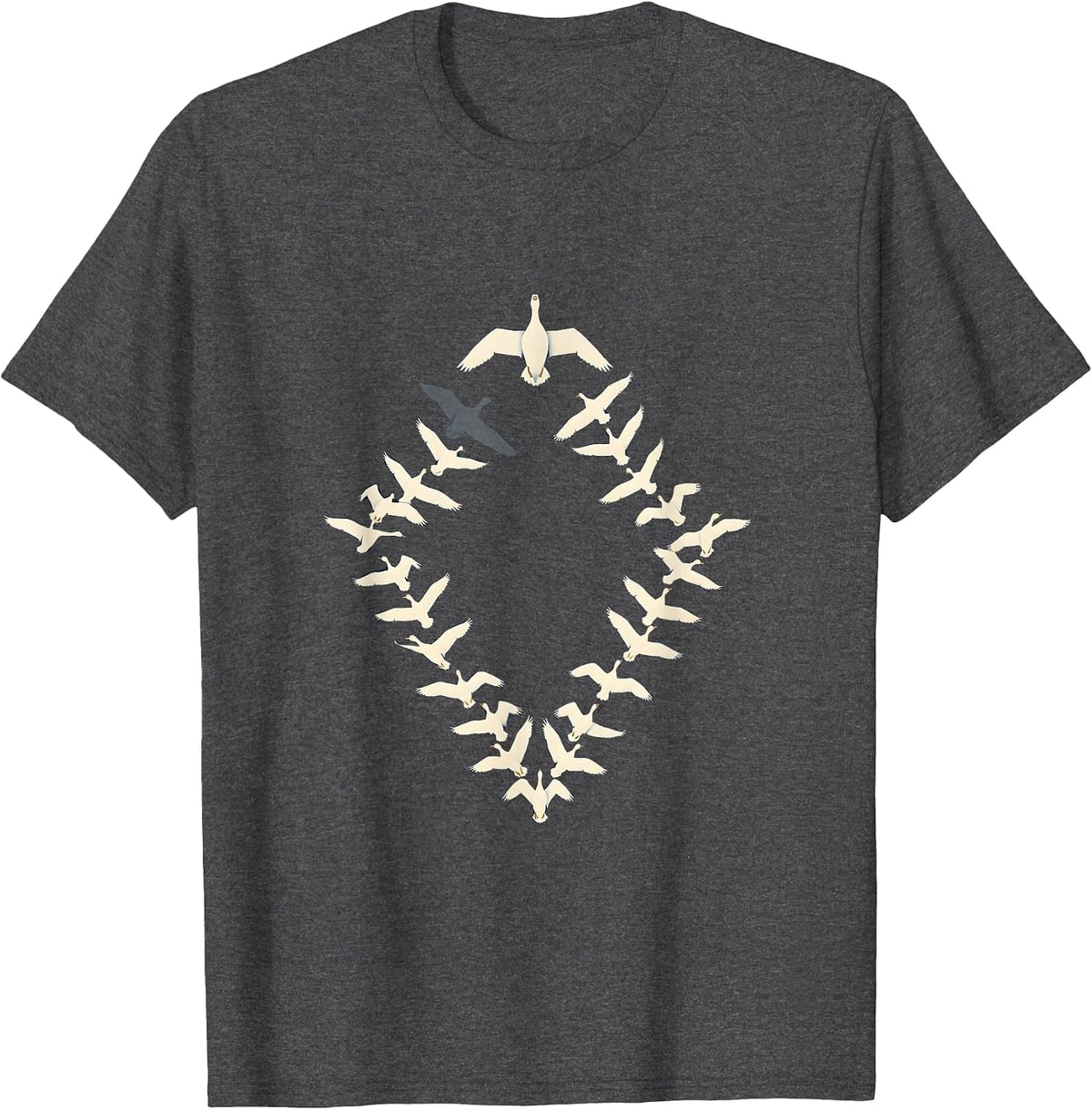 Men's Duck Flock V-Formation Overhead View Graphic T-Shirt - Dark Heather Grey