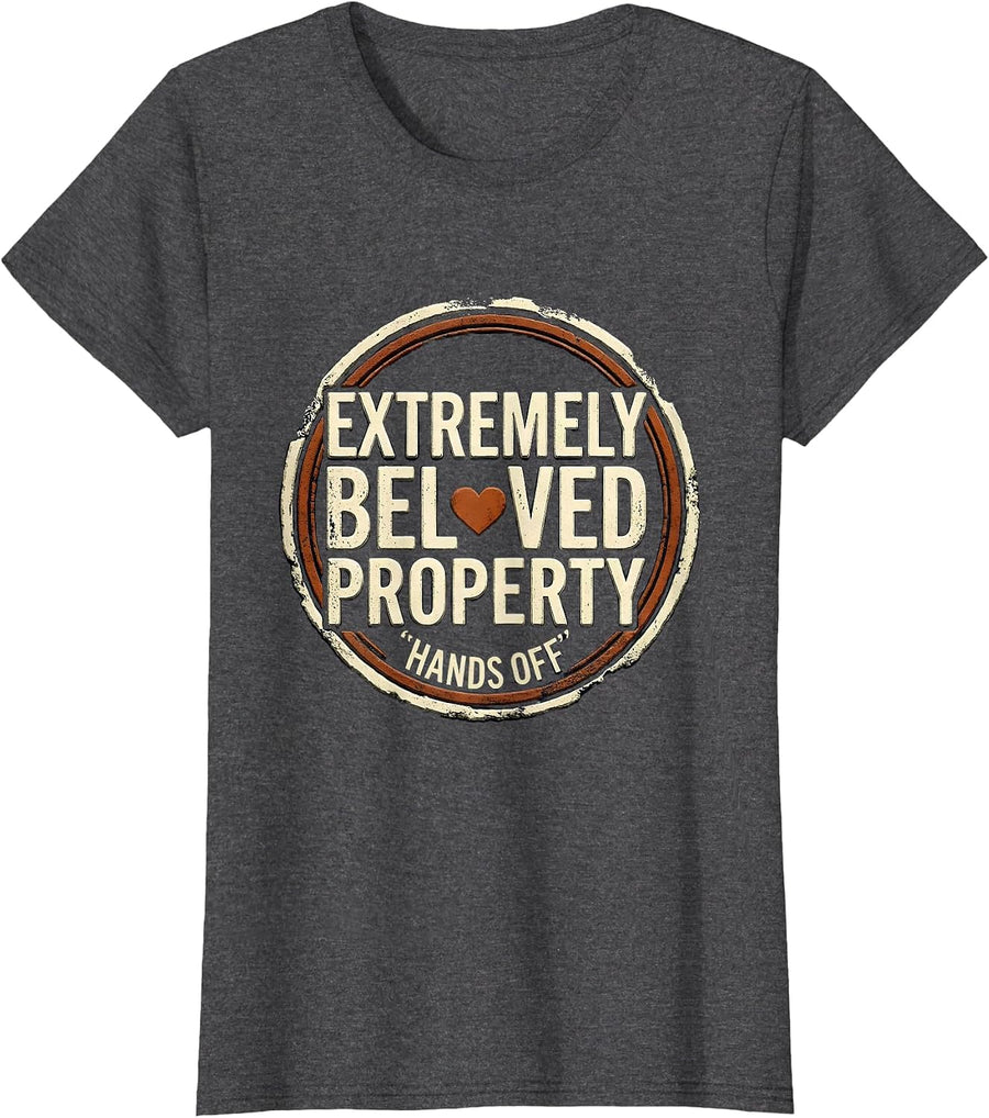 Women's Vintage Rubber Stamp Stay Away Flirty Humor T-Shirt - Dark Heather Grey
