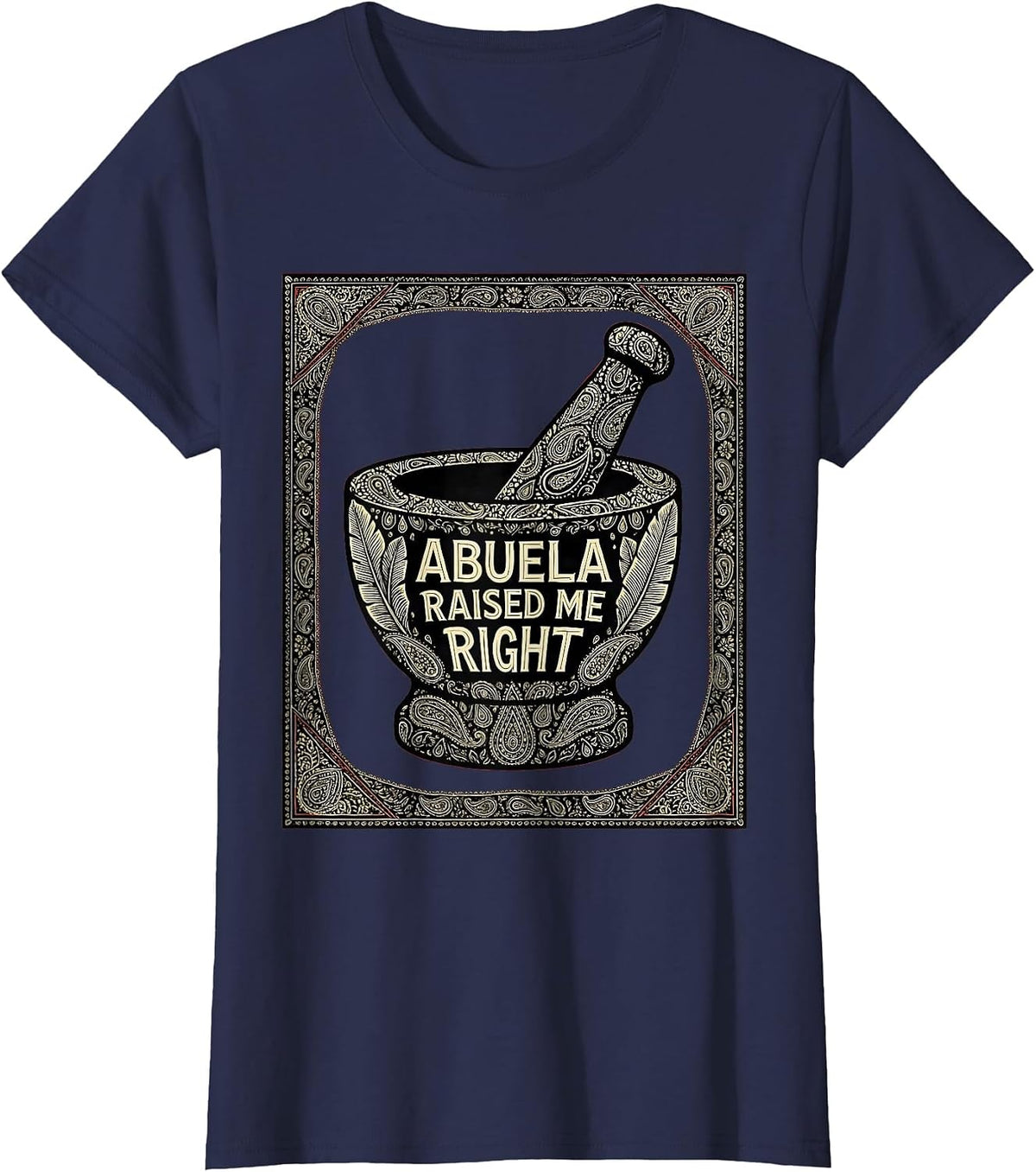 Women's Abuela Raised Me Right Puerto Rican Pride T-Shirt - Navy Blue