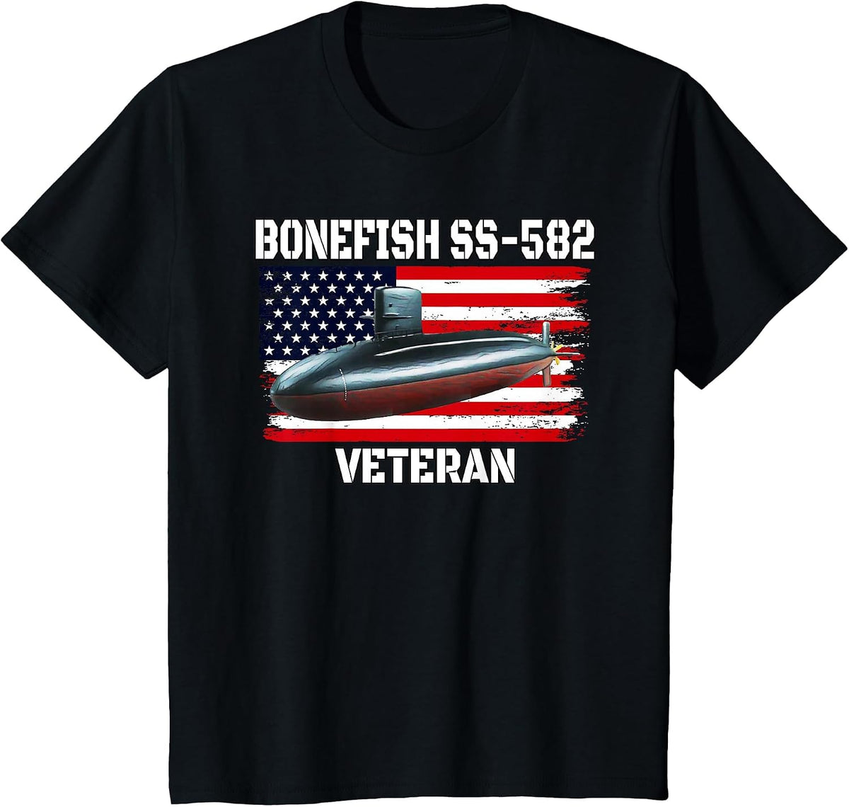 Submarine USS Bonefish SS-582 Veteran Grandfather Dad Son T-Shirt - Black